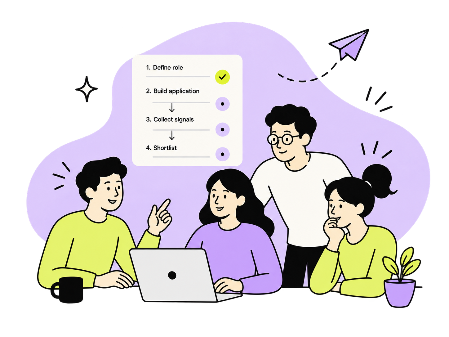Team collaborating around a hiring workflow